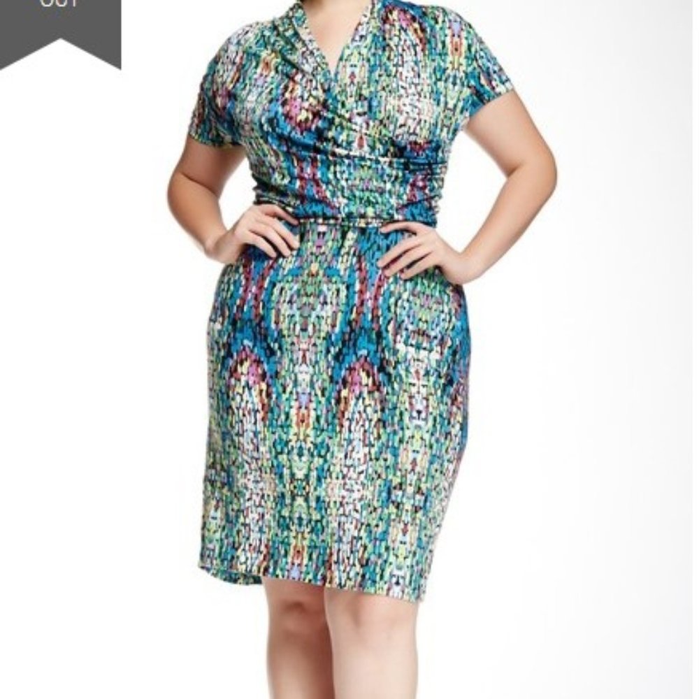 Colorful Faux-Wrap Dress
